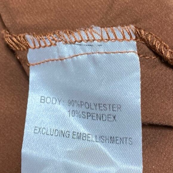 Princess Polly Jones Brown Silk Satin Ruched Slim Side Zip Maxi A-Line Skirt 2 - Picture 5 of 5